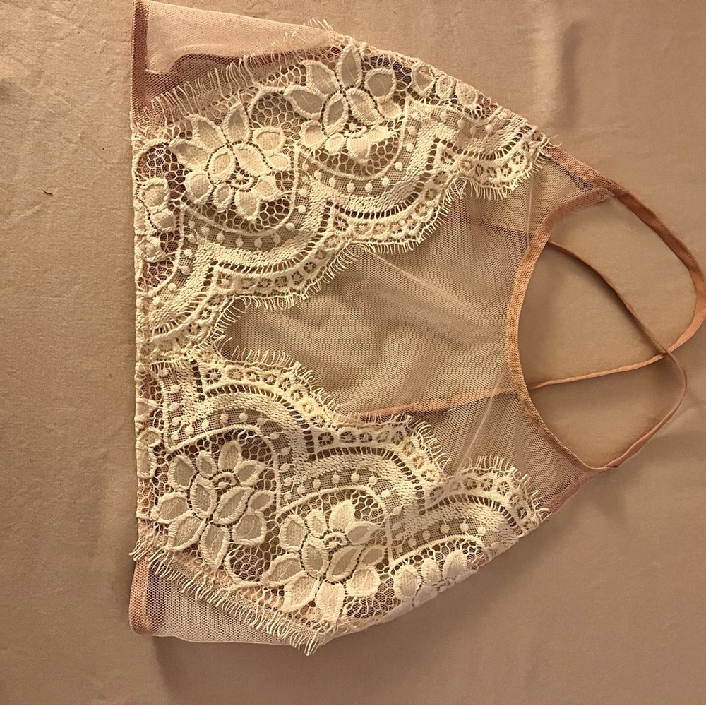 Lace Bralette in Cream and Tan